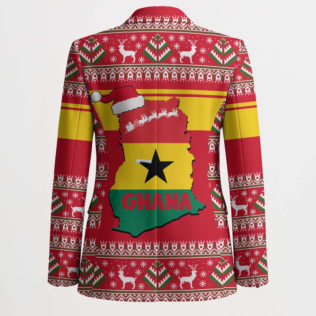 Ghana Christmas Blazer with Monkey Holding Gift Ghana Map and Festive - Wonder Print Shop