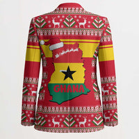 Ghana Christmas Blazer with Monkey Holding Gift Ghana Map and Festive - Wonder Print Shop