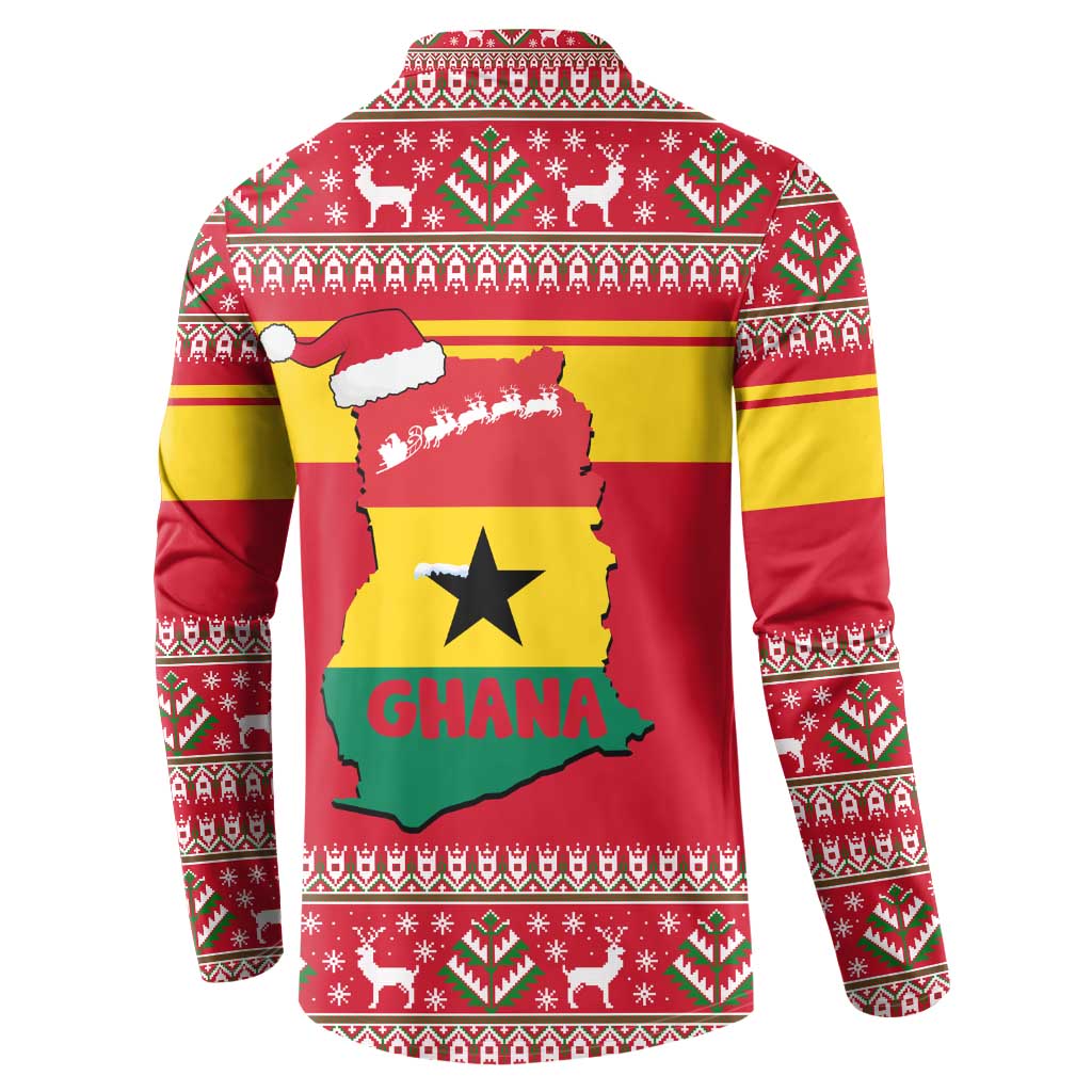 Ghana Christmas Button Sweatshirt with Monkey Holding Gift Ghana Map and Festive - Wonder Print Shop