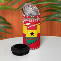 Ghana Christmas 4 in 1 Can Cooler Tumbler with Monkey Holding Gift Ghana Map and Festive - Wonder Print Shop