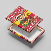 Ghana Christmas Canvas Wall Art with Monkey Holding Gift Ghana Map and Festive - Wonder Print Shop