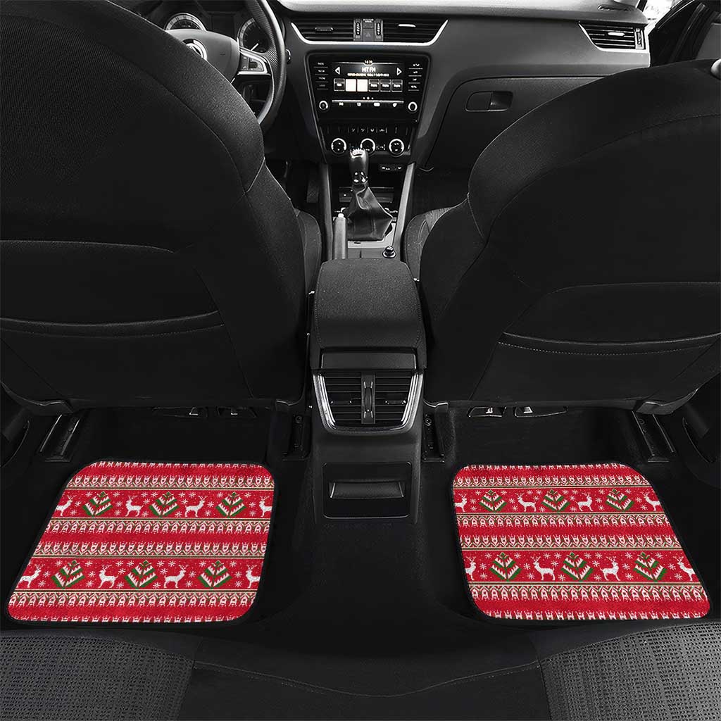Ghana Christmas Car Mats with Monkey Holding Gift Ghana Map and Festive - Wonder Print Shop