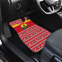 Ghana Christmas Car Mats with Monkey Holding Gift Ghana Map and Festive - Wonder Print Shop