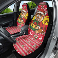 Ghana Christmas Car Seat Cover with Monkey Holding Gift Ghana Map and Festive - Wonder Print Shop