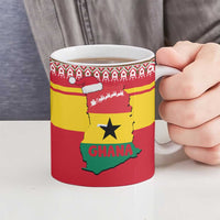 Ghana Christmas Ceramic Mug with Monkey Holding Gift Ghana Map and Festive - Wonder Print Shop