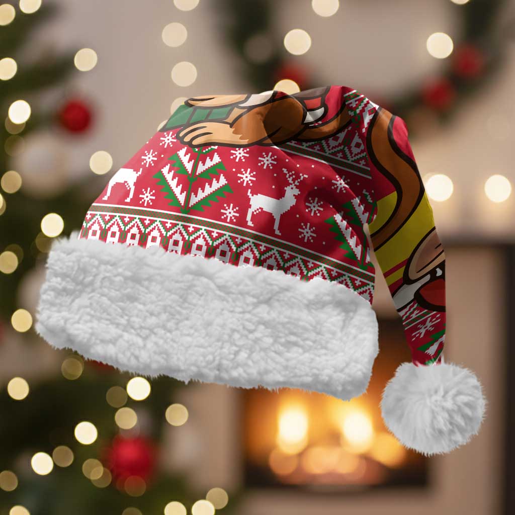Ghana Christmas Santa Hat with Monkey Holding Gift Ghana Map and Festive - Wonder Print Shop