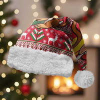 Ghana Christmas Santa Hat with Monkey Holding Gift Ghana Map and Festive - Wonder Print Shop