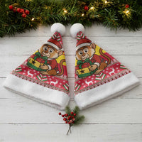 Ghana Christmas Santa Hat with Monkey Holding Gift Ghana Map and Festive - Wonder Print Shop