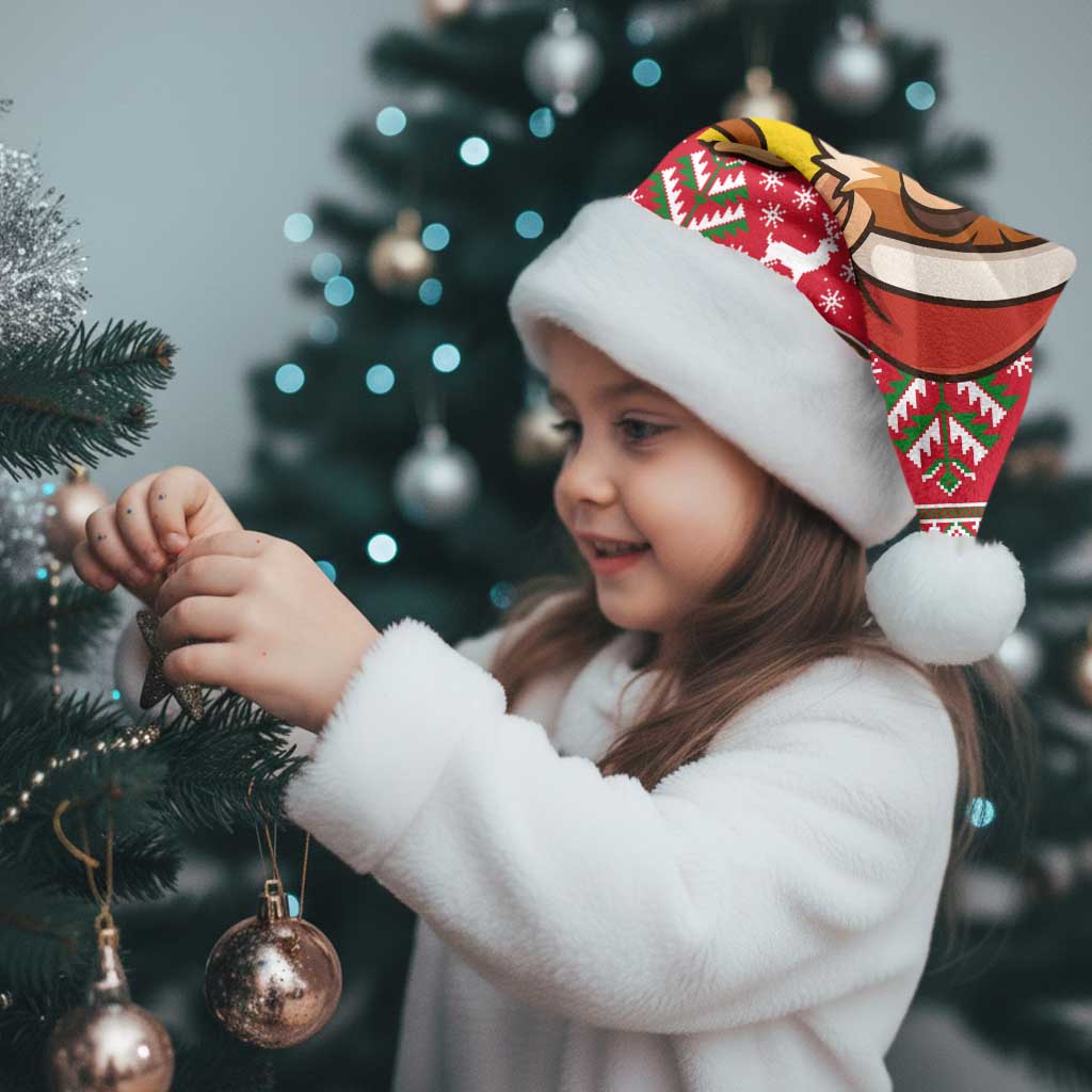 Ghana Christmas Santa Hat with Monkey Holding Gift Ghana Map and Festive - Wonder Print Shop