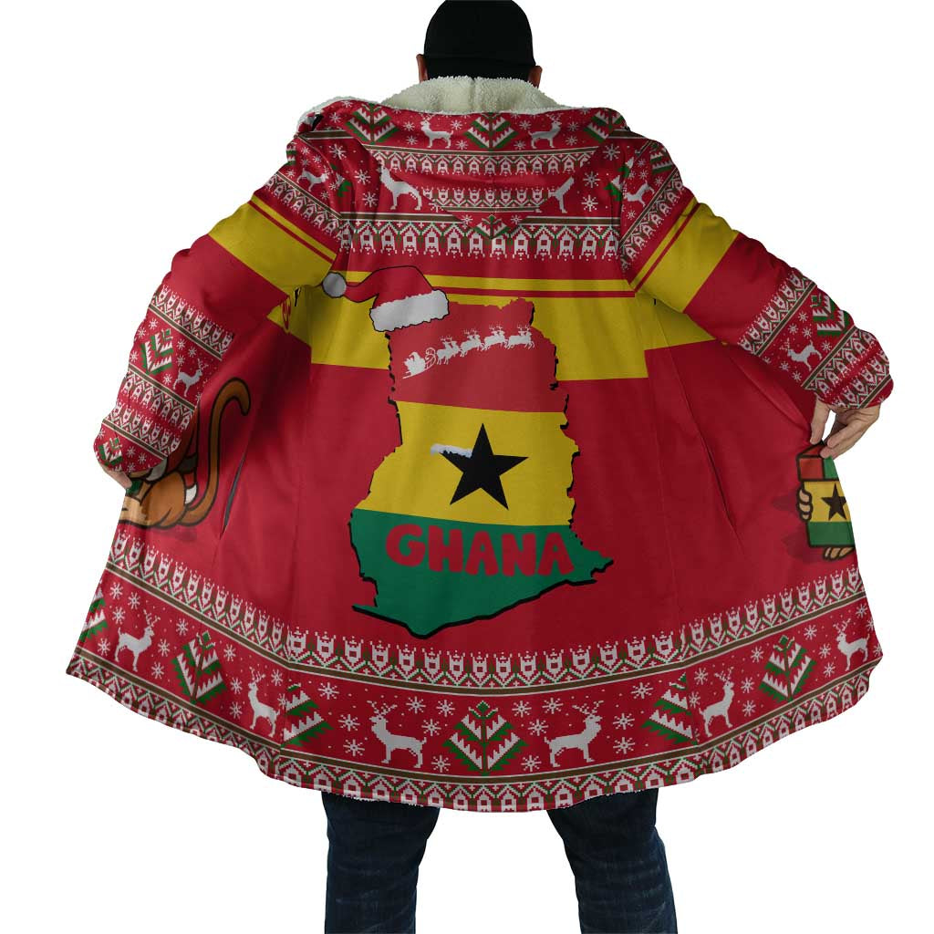 Ghana Christmas Cloak with Monkey Holding Gift Ghana Map and Festive - Wonder Print Shop