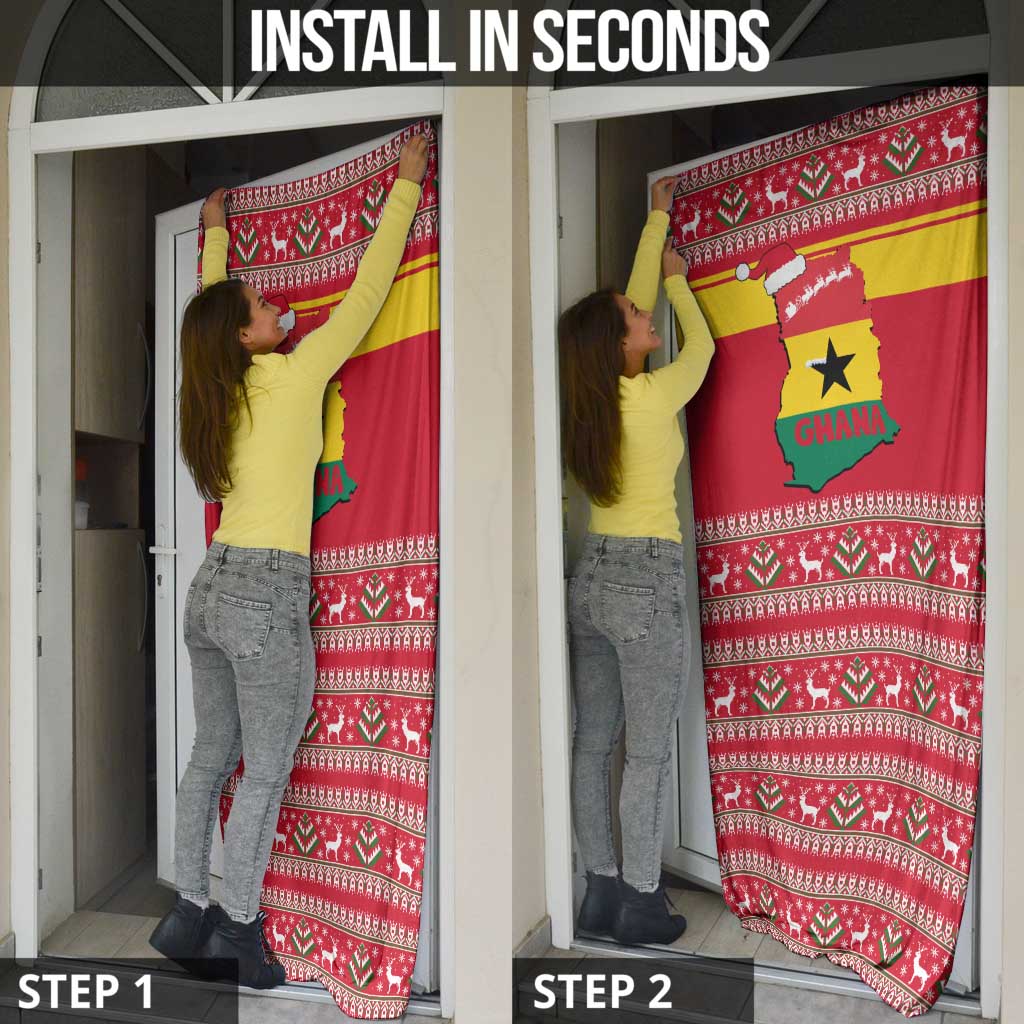 Ghana Christmas Door Cover with Monkey Holding Gift Ghana Map and Festive - Wonder Print Shop