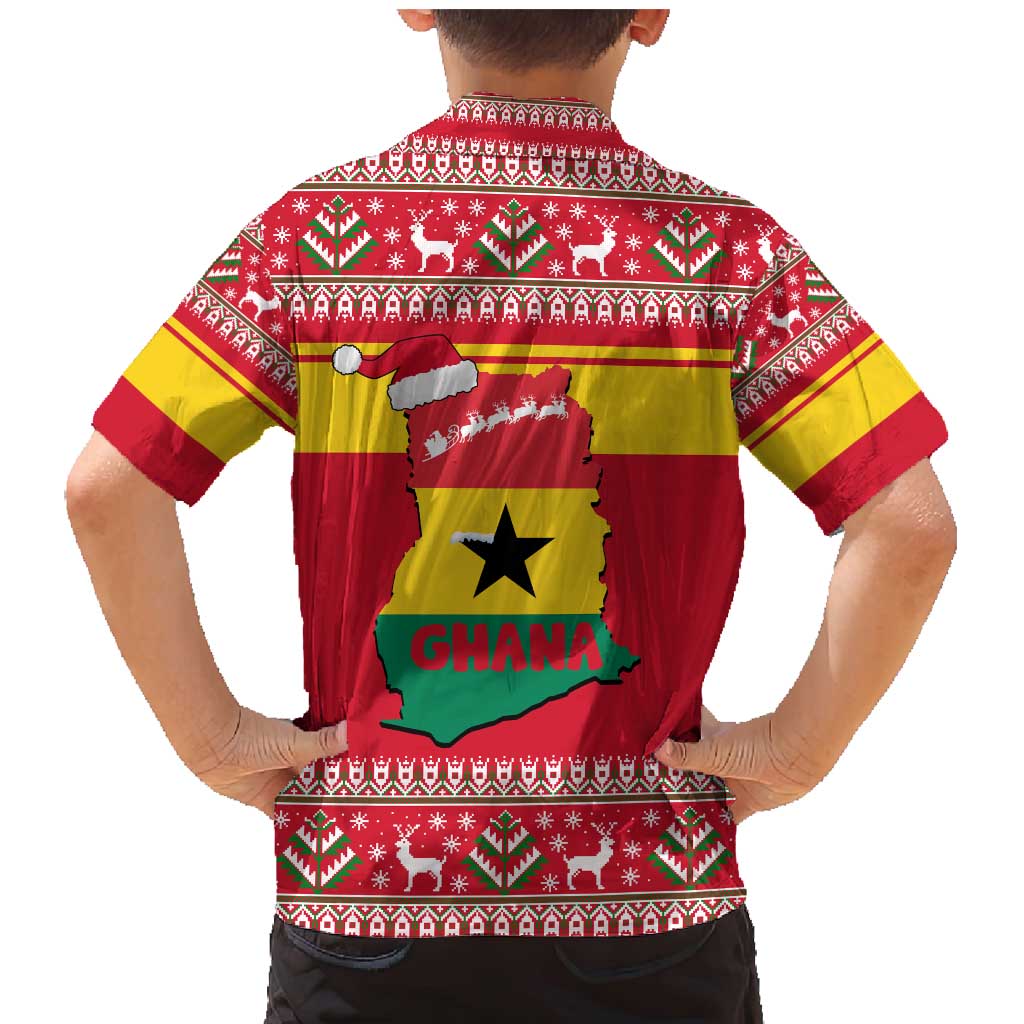 Ghana Christmas Family Matching Mermaid Dress and Hawaiian Shirt with Monkey Holding Gift Ghana Map and Festive - Wonder Print Shop