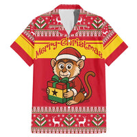 Ghana Christmas Family Matching Mermaid Dress and Hawaiian Shirt with Monkey Holding Gift Ghana Map and Festive - Wonder Print Shop