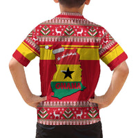 Ghana Christmas Family Matching Off The Shoulder Long Sleeve Dress and Hawaiian Shirt with Monkey Holding Gift Ghana Map and Festive - Wonder Print Shop