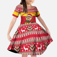 Ghana Christmas Family Matching Off The Shoulder Long Sleeve Dress and Hawaiian Shirt with Monkey Holding Gift Ghana Map and Festive - Wonder Print Shop