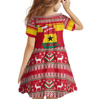 Ghana Christmas Family Matching Off The Shoulder Long Sleeve Dress and Hawaiian Shirt with Monkey Holding Gift Ghana Map and Festive - Wonder Print Shop