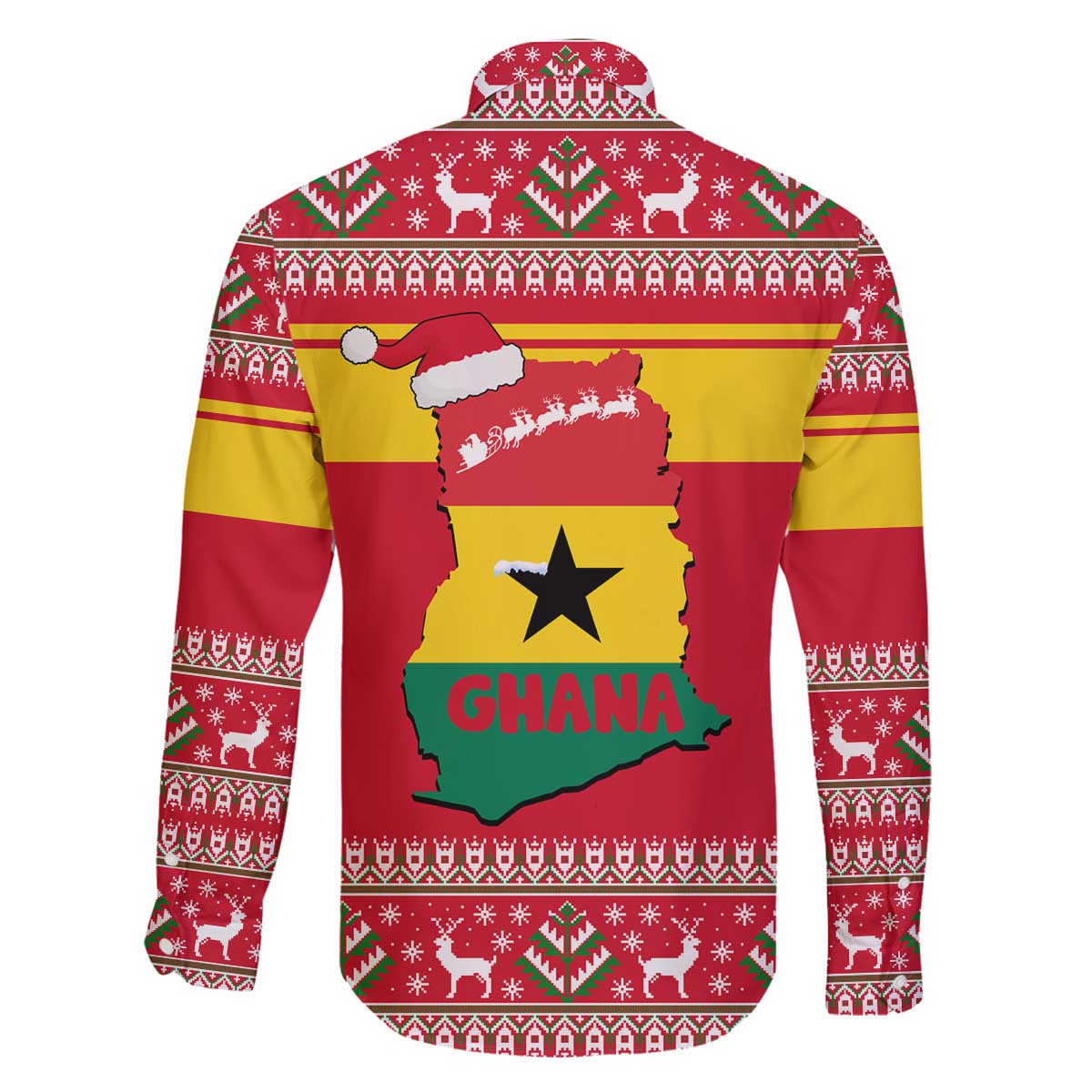 Ghana Christmas Family Matching Off The Shoulder Long Sleeve Dress and Hawaiian Shirt with Monkey Holding Gift Ghana Map and Festive - Wonder Print Shop