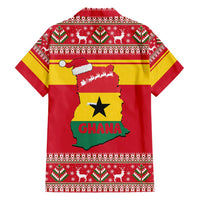 Ghana Christmas Family Matching Off Shoulder Maxi Dress and Hawaiian Shirt with Monkey Holding Gift Ghana Map and Festive - Wonder Print Shop