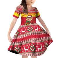 Ghana Christmas Family Matching Off Shoulder Short Dress and Hawaiian Shirt with Monkey Holding Gift Ghana Map and Festive - Wonder Print Shop