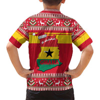 Ghana Christmas Family Matching Short Sleeve Bodycon Dress and Hawaiian Shirt with Monkey Holding Gift Ghana Map and Festive - Wonder Print Shop