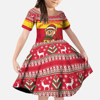 Ghana Christmas Family Matching Short Sleeve Bodycon Dress and Hawaiian Shirt with Monkey Holding Gift Ghana Map and Festive - Wonder Print Shop