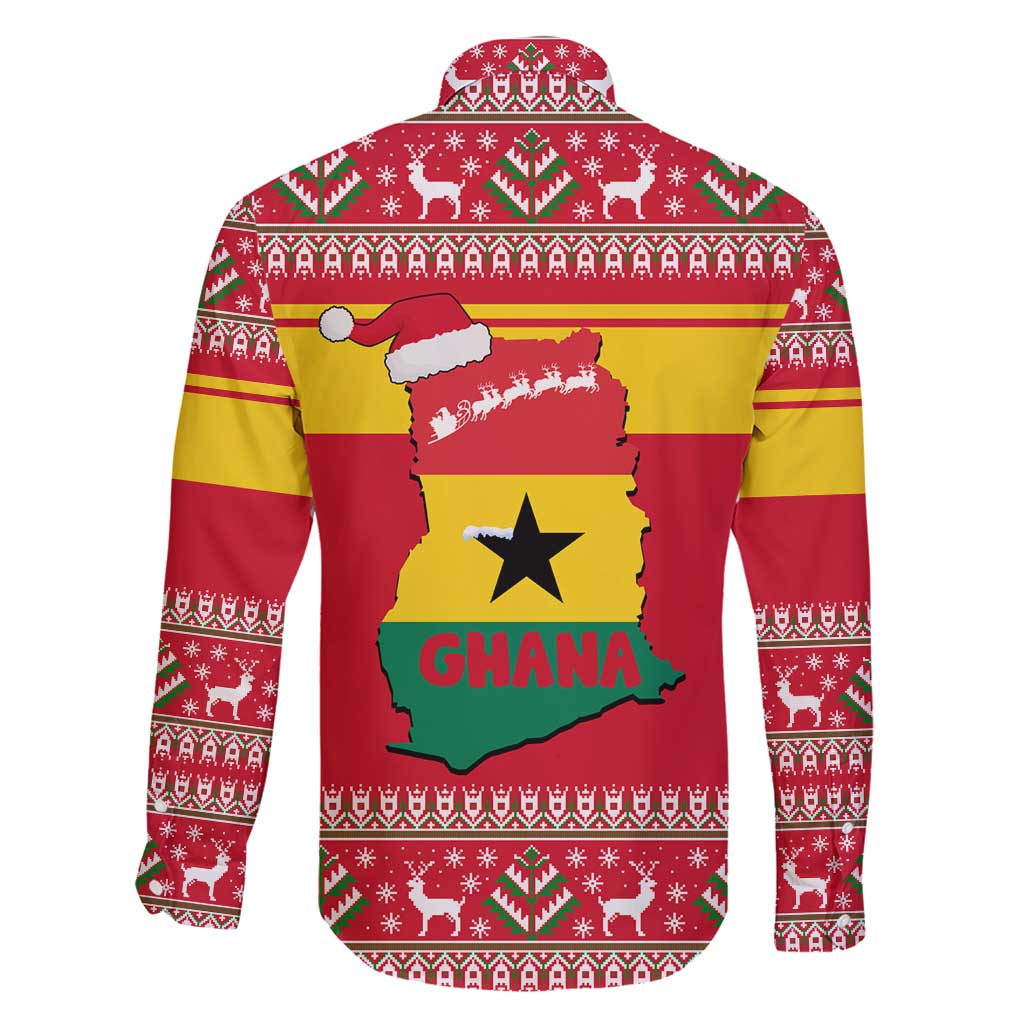 Ghana Christmas Family Matching Short Sleeve Bodycon Dress and Hawaiian Shirt with Monkey Holding Gift Ghana Map and Festive - Wonder Print Shop