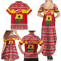 Ghana Christmas Family Matching Summer Maxi Dress and Hawaiian Shirt with Monkey Holding Gift Ghana Map and Festive - Wonder Print Shop