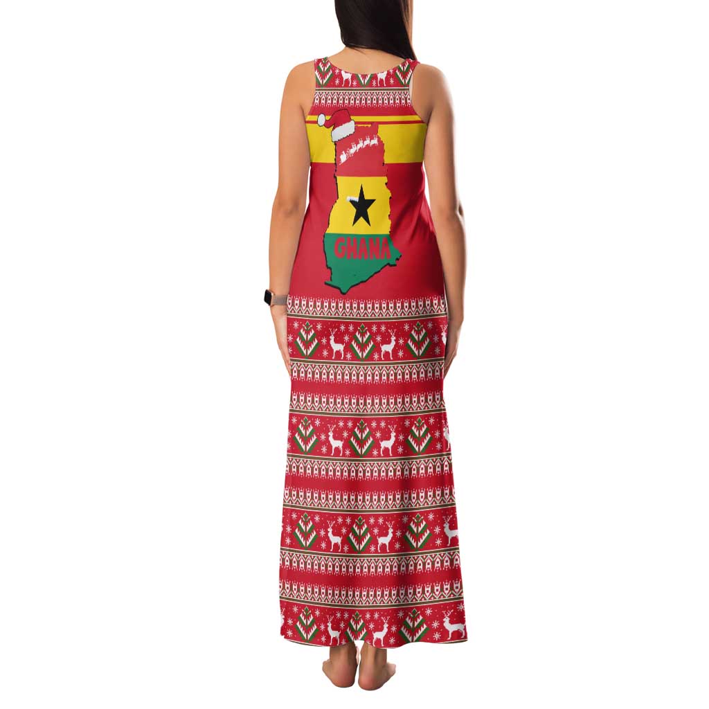 Ghana Christmas Family Matching Tank Maxi Dress and Hawaiian Shirt with Monkey Holding Gift Ghana Map and Festive - Wonder Print Shop