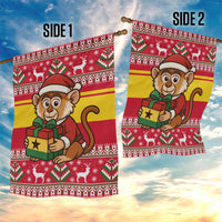 Ghana Christmas Garden Flag with Monkey Holding Gift Ghana Map and Festive - Wonder Print Shop