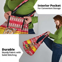 Ghana Christmas Grocery Bag with Monkey Holding Gift Ghana Map and Festive - Wonder Print Shop