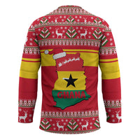Ghana Christmas Hockey Jersey with Monkey Holding Gift Ghana Map and Festive - Wonder Print Shop