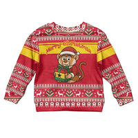Ghana Christmas Kid Ugly Christmas Sweater with Monkey Holding Gift Ghana Map and Festive - Wonder Print Shop