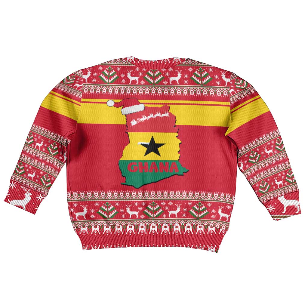 Ghana Christmas Kid Ugly Christmas Sweater with Monkey Holding Gift Ghana Map and Festive - Wonder Print Shop