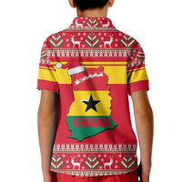 Ghana Christmas Kid Polo Shirt with Monkey Holding Gift Ghana Map and Festive - Wonder Print Shop