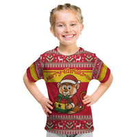 Ghana Christmas Kid T Shirt with Monkey Holding Gift Ghana Map and Festive - Wonder Print Shop