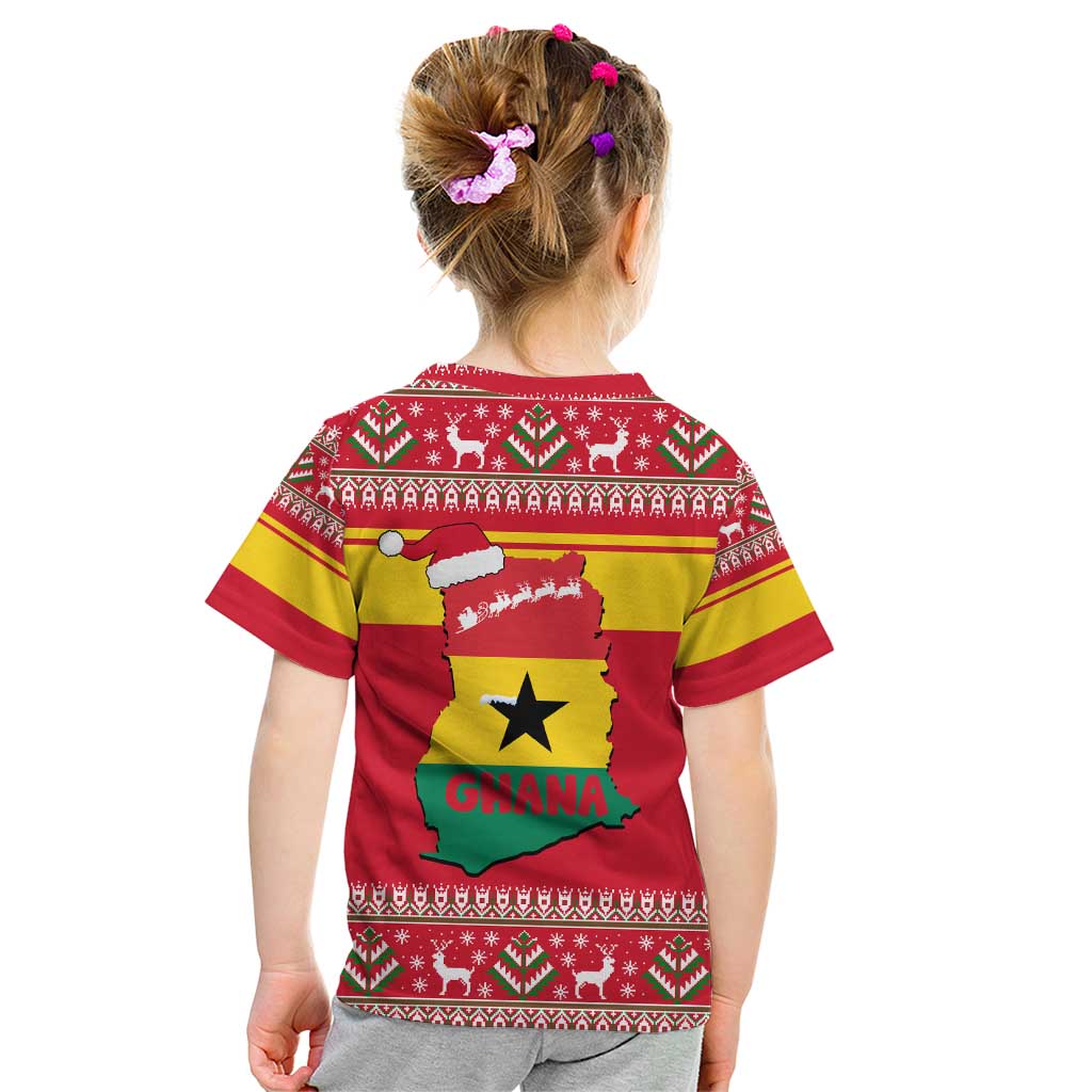 Ghana Christmas Kid T Shirt with Monkey Holding Gift Ghana Map and Festive - Wonder Print Shop