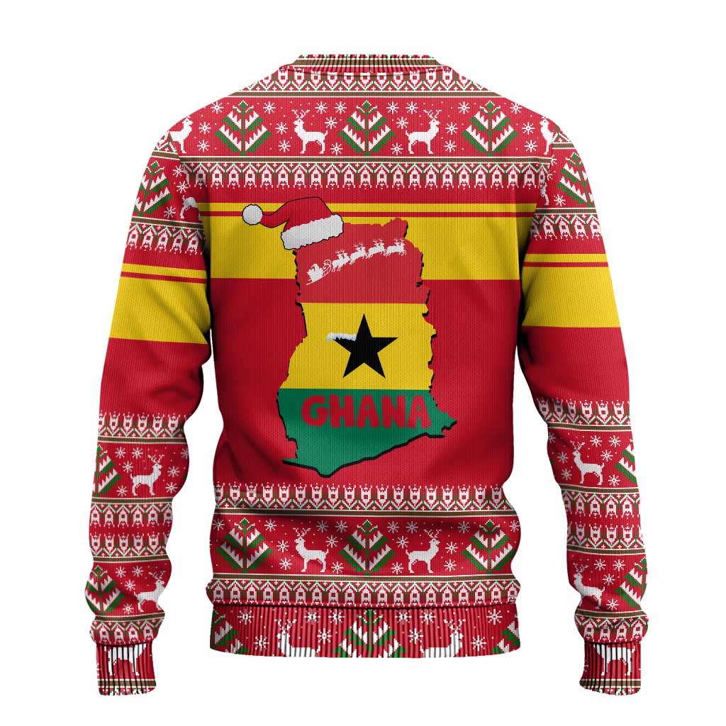 Ghana Christmas Ugly Christmas Sweater with Monkey Holding Gift Ghana Map and Festive - Wonder Print Shop