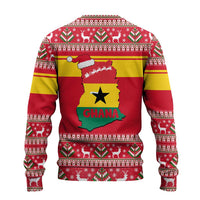 Ghana Christmas Ugly Christmas Sweater with Monkey Holding Gift Ghana Map and Festive - Wonder Print Shop