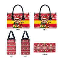 Ghana Christmas Leather Bag with Monkey Holding Gift Ghana Map and Festive - Wonder Print Shop