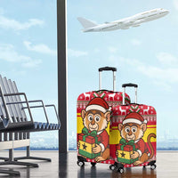 Ghana Christmas Luggage Cover with Monkey Holding Gift Ghana Map and Festive - Wonder Print Shop
