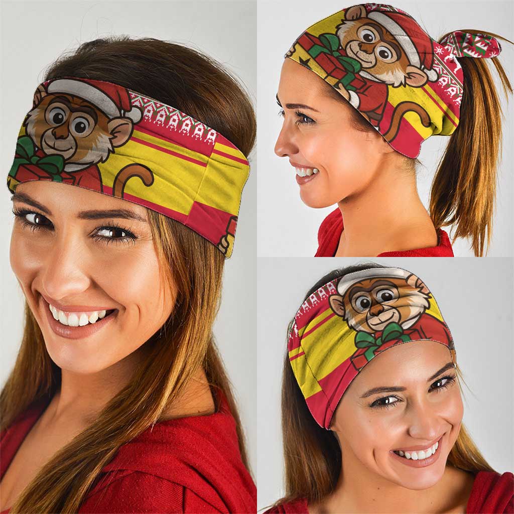 Ghana Christmas Neck Gaiter with Monkey Holding Gift Ghana Map and Festive - Wonder Print Shop