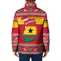Ghana Christmas Padded Jacket with Monkey Holding Gift Ghana Map and Festive - Wonder Print Shop