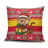 Ghana Christmas Pillow Cover with Monkey Holding Gift Ghana Map and Festive - Wonder Print Shop