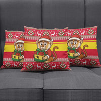 Ghana Christmas Pillow Cover with Monkey Holding Gift Ghana Map and Festive - Wonder Print Shop