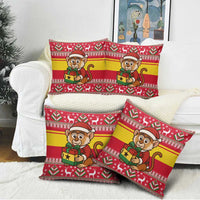 Ghana Christmas Pillow Cover with Monkey Holding Gift Ghana Map and Festive - Wonder Print Shop