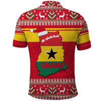 Ghana Christmas Polo Shirt with Monkey Holding Gift Ghana Map and Festive - Wonder Print Shop