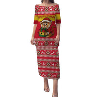 Ghana Christmas Puletasi with Monkey Holding Gift Ghana Map and Festive - Wonder Print Shop