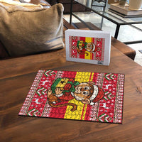 Ghana Christmas Puzzle with Monkey Holding Gift Ghana Map and Festive - Wonder Print Shop