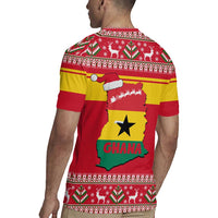 Ghana Christmas Rugby Jersey with Monkey Holding Gift Ghana Map and Festive - Wonder Print Shop