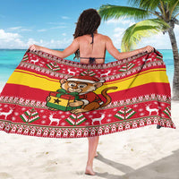 Ghana Christmas Sarong with Monkey Holding Gift Ghana Map and Festive - Wonder Print Shop
